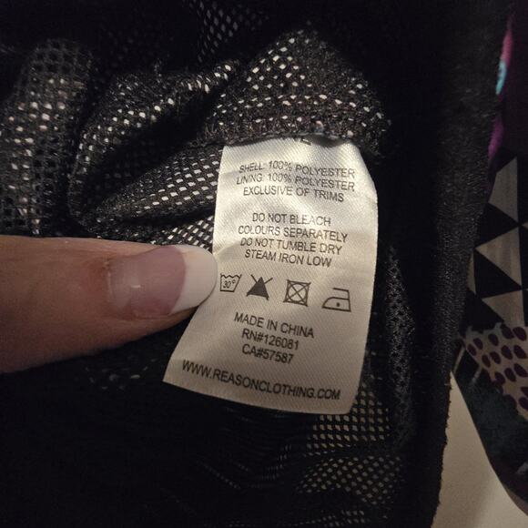 Reason Brand 80s 90s Retro Pullover Windbreaker XL Zip AOP Abstract Geometric - Picture 8 of 13